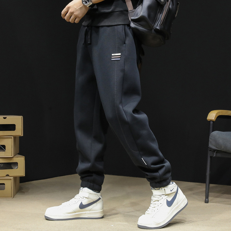 Fleece-Lined Men's Joggers Spring 2026 New Style Casual Black Harem Pants Plus Size Spring and Autumn Men's Pants