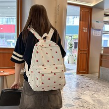 高颜值草莓书包大学生灯芯绒新款双肩包