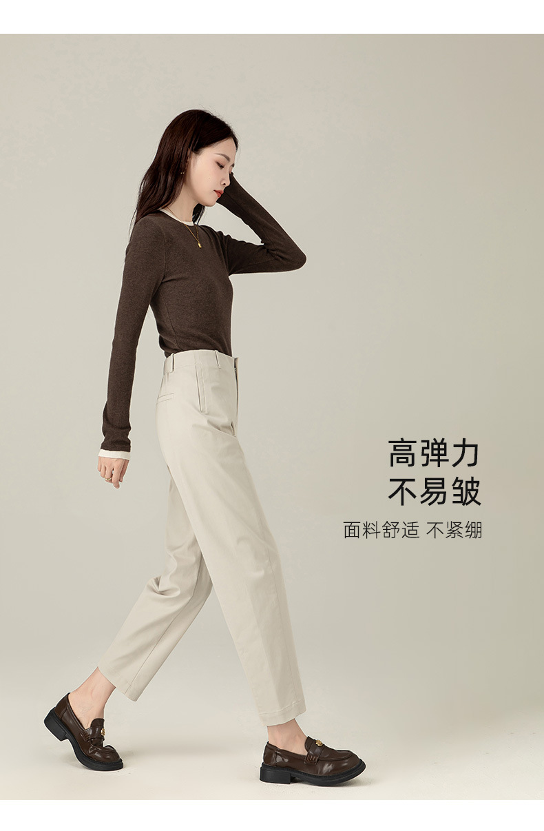 Quần harem nữ ống rộng lưng cao dài 9 phần chất liệu cotton Tencel — Màu xám be chi tiết 21