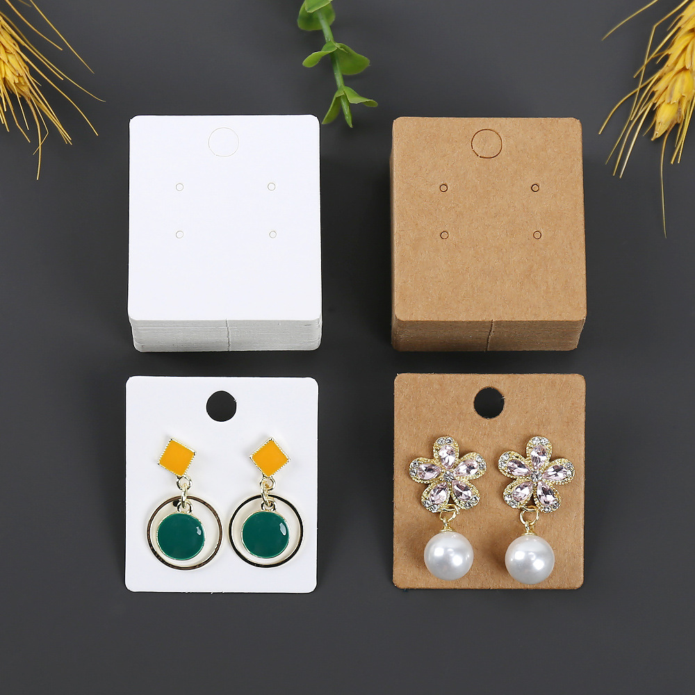 耳环展示卡纸耳钉耳饰卡片牛皮纸空白标签4.3*3.8cm饰品包装挂牌