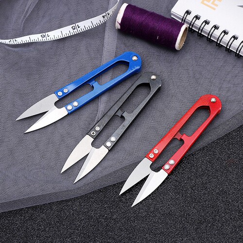 Stainless steel U-shaped small household scissors, cross-stitch trimming scissors, household trimming sewing handcraft scissors
