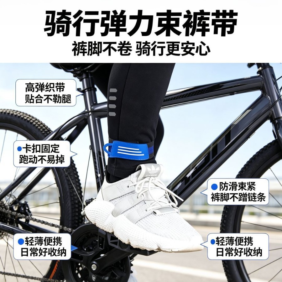 Cycling leg straps with high elasticity fabric, wear-resistant, practical for mountain biking and outdoor cycling
