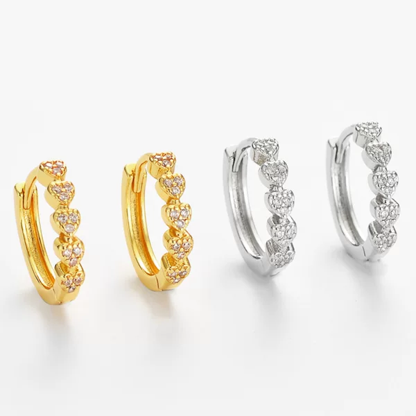 European and American Cross-Border Zircon Heart Earrings, Simple and Luxurious for Women, Versatile and Elegant, High-End Ear Clips, Niche Fashion Earrings