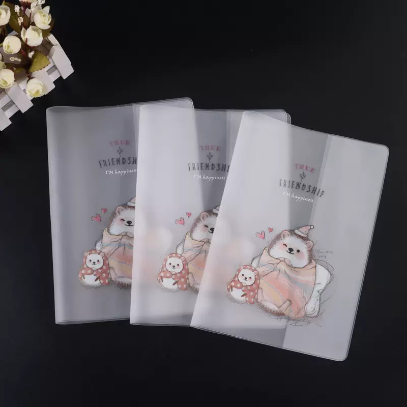 定制透明PVC书皮卡通书套笔记本书套书衣封套磨砂EVA手账本活页夹