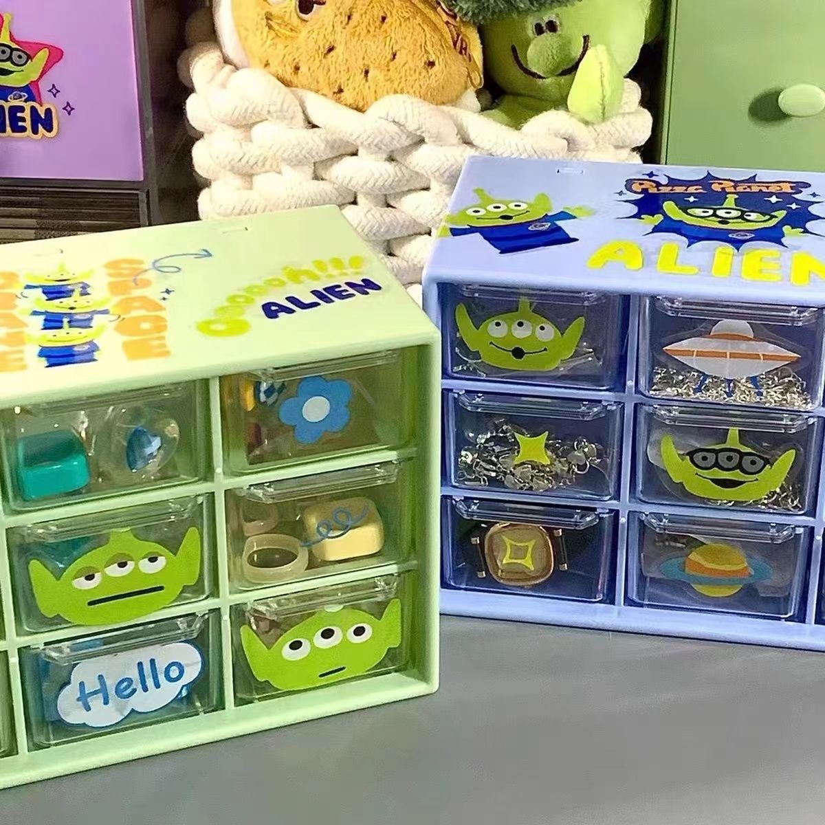 Jiugongge caja de almacenamiento de escritorio tipo cajón dormitorio transparente dormitorio cosméticos sala de estar de alto aspecto Almacenamiento y acabado