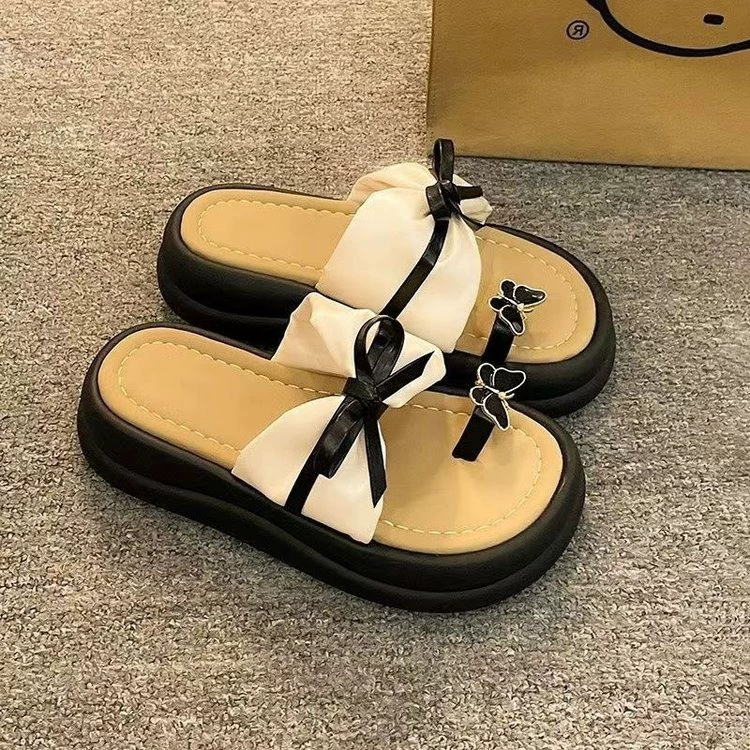 Толстая подошва, увеличенные банты, женская наружная одежда, новая летняя мода, дикие повседневные пляжные холодные тапочки