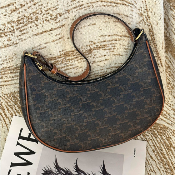 Arc de Triomphe 24 New Early Spring Tannin Denim Bag Retro Old Flower AVA Underarm Bag Single Shoulder Portable Crescent Bag