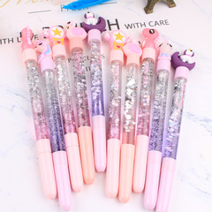 網紅小清新仙女中性筆炫彩流沙筆黑色水性筆學生用品批發 中性筆