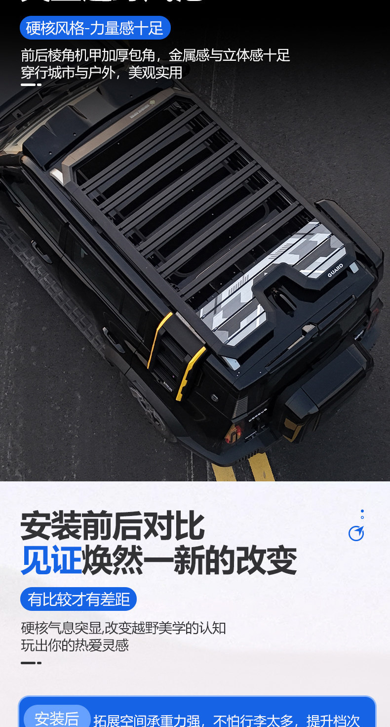 Suitable for Jietu Traveler Outdoor Camping Car Roof Expansion, Explorer Car Roof Luggage Rack, Canopy Side Tent, Ladder