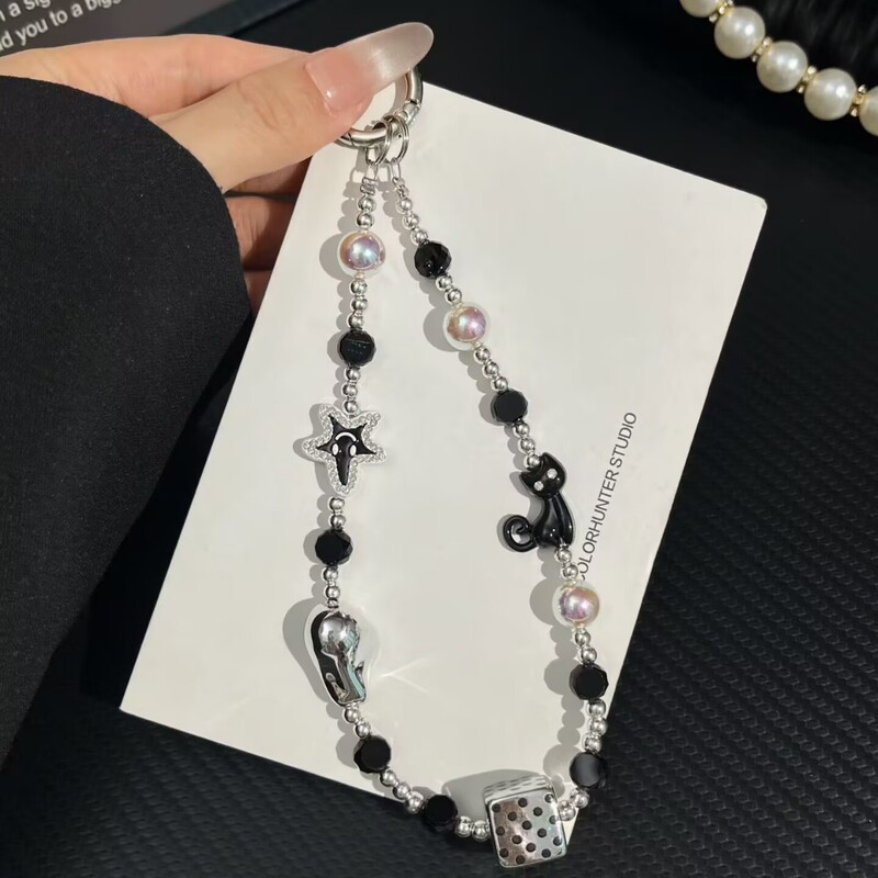 [Designer Edition] Crown Crystal Beaded Phone Strap Keychain Lanyard Blind Box Accessories Sweet Cool Pendant