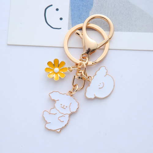 Korean INS cartoon bear rabbit keychain ornament sister-in-law keychain gift creative couple bag accessory