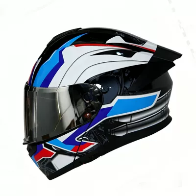 all-season universal electric vehicle helmet | Motosiklet kaskı (dəbilqə) - mechanical-blue-silver-plated-mirror-m-54-55