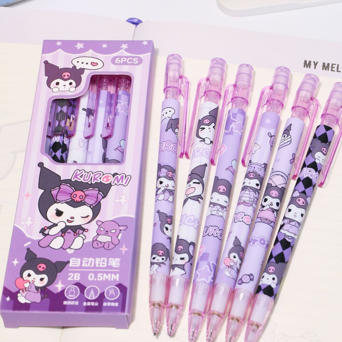 Caja de lápiz automático 2B / HB0.5mm tarjeta japonesa ventilación pequeña Kumi estudiantes de núcleo continuo conjunto de lápiz de presión