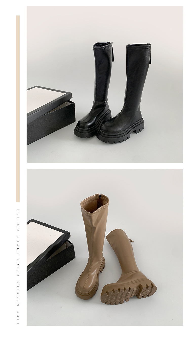 Schwarze, vielseitige Overknee-Stiefel mit dicker Sohle für Damen – Neuer Sommerstil 2025 – Figurformend und streckend – Reitstiefel_voghion.com