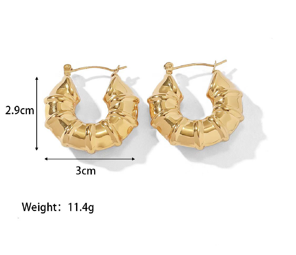 1 Paar Mode Einfarbig Überzug Rostfreier Stahl Vergoldet Ohrringe display picture 2
