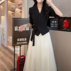 2025新款气质春秋西装高级感上衣超仙的半身网纱裙两件套套装女
