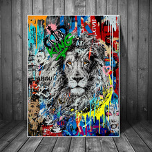 涂鸦狮子帆布画布海报版画街头艺术动物图片现代家居墙壁装饰画芯