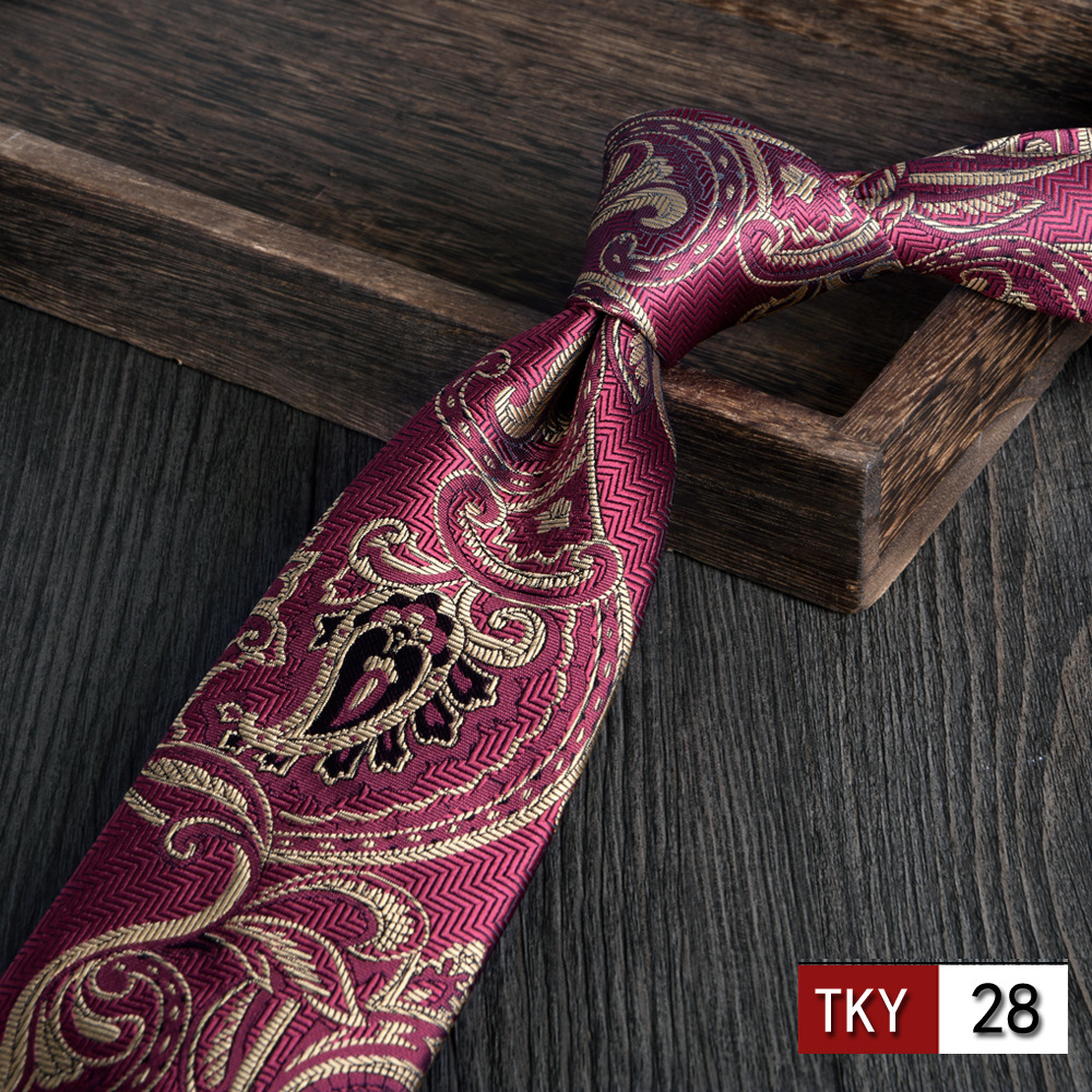Corbata hombre vestido de negocios profesionales vino rojo novio casamiento Jacquard 8cm mano nueva tendencia spot