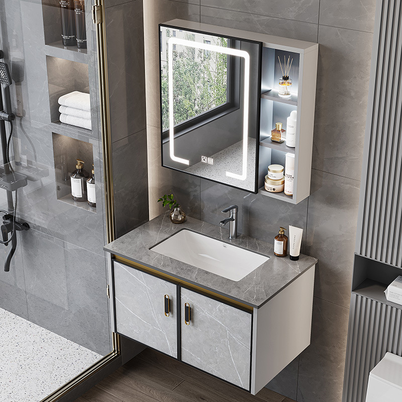 Space Aluminum Bathroom Cabinet Washbasin Cabinet Combination Bathroom Ceramic Washbasin Integrated Washbasin Modern Simple