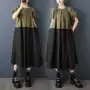 宽松小众撞色灯笼袖中长裙