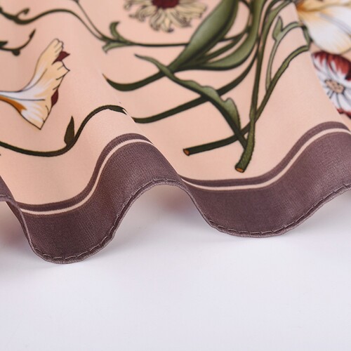  summer new style plain floral fashion small square scarf satin silk 70*70 square silk scarf wholesale cross-border
