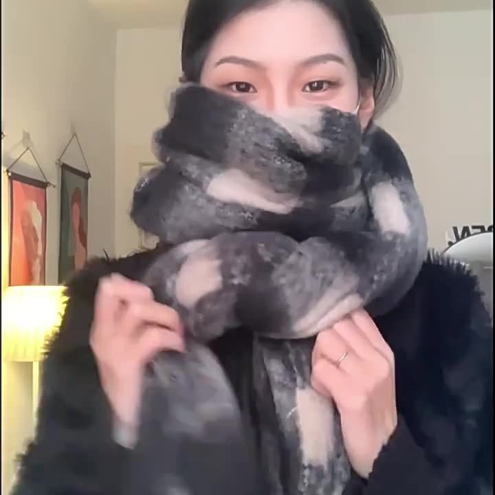 纯色加厚大围巾女款2025冬季新款韩系氛围感秋冬披肩围脖护颈白色|undefined