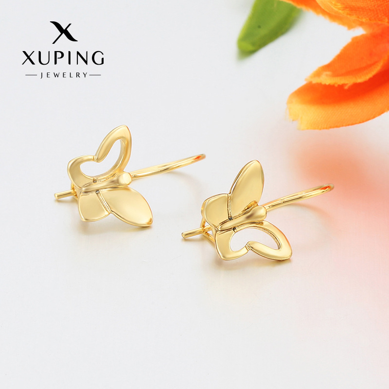 Xuping chapado 14k mariposa gancho de orejas hebilla de aleación de cobre simple Europa y América transfronteriza brillante pendientes de orejas al por mayor mujeres