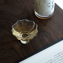 日式高脚玻璃品茗杯花瓣杯琉璃红茶杯闻香杯米酒杯烧酒杯