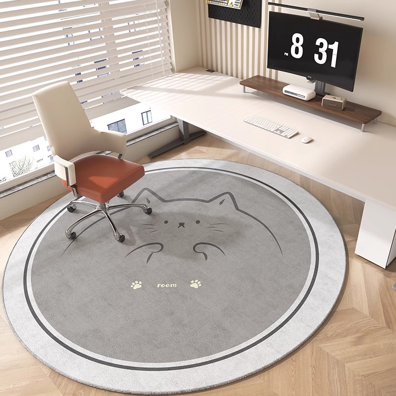 Alfombra redonda simple dormitorio comedor para niños cojín de pie cojín de asiento giratorio cojín de taburetes antideslizante cojín de suelo pequeño