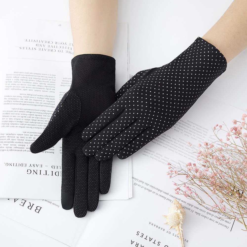 Guantes de protección solar para mujer nueva primavera y verano conducción estilo coreano encaje arco montar antideslizante guantes de pantalla táctil delgada