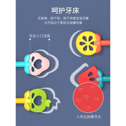 【】 Baby Rattle Bite Teether Toy Baby Silicone Teething Rod Chewable Boiled Grabbing Training 