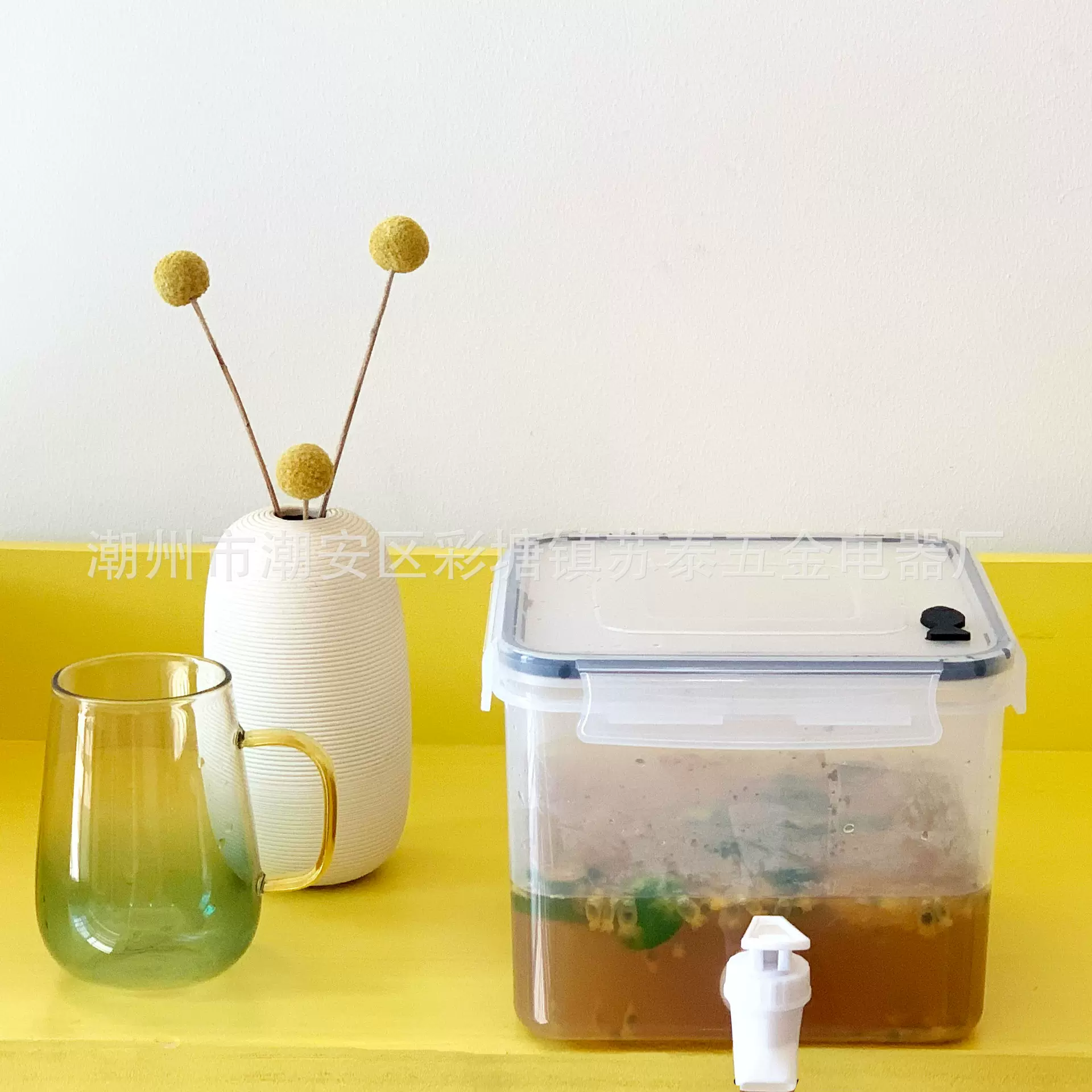 水果茶果汁茶容器 自助饮料冷泡茶瓶 带龙头冰箱冰水桶塑料果茶桶