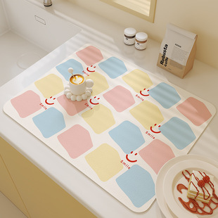 Cartoon Dopamine Series Diatom Mud Drying Mat Kitchen Water Absorbent Quick-drying Dirt-resistant Heat Insulation Drying Mat Restaurant Mat