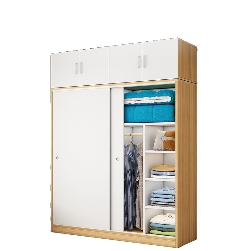 Armario de puerta corredera de Oimai dormitorio doméstico armario de almacenamiento gris de madera pequeño armario de alquiler de habitaciones simples image 6