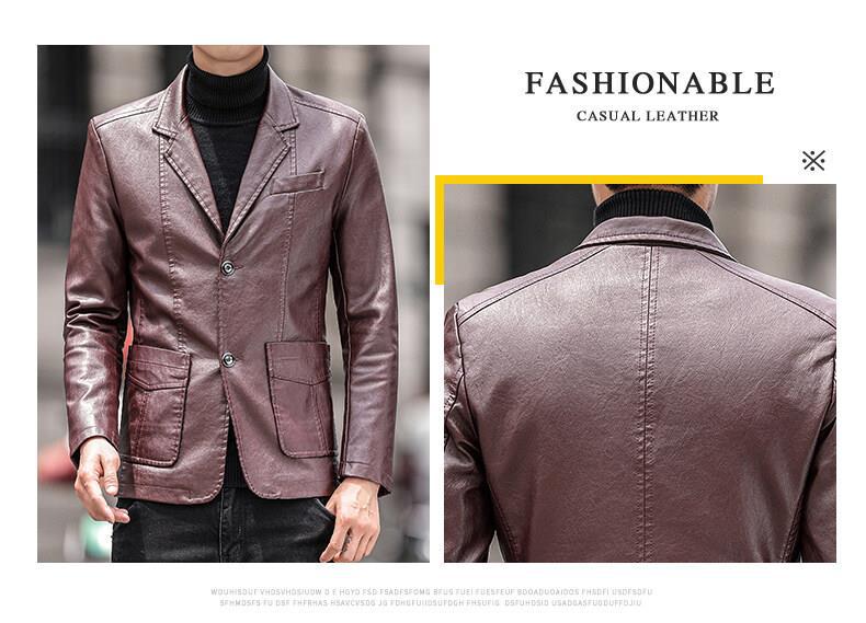 Herrenbekleidung Großhandel Lederjacken für Männer Frühling neue Lederjacken modische Slim Fit kleine Anzug Lederjacken schön lässig vielseitig_voghion.com