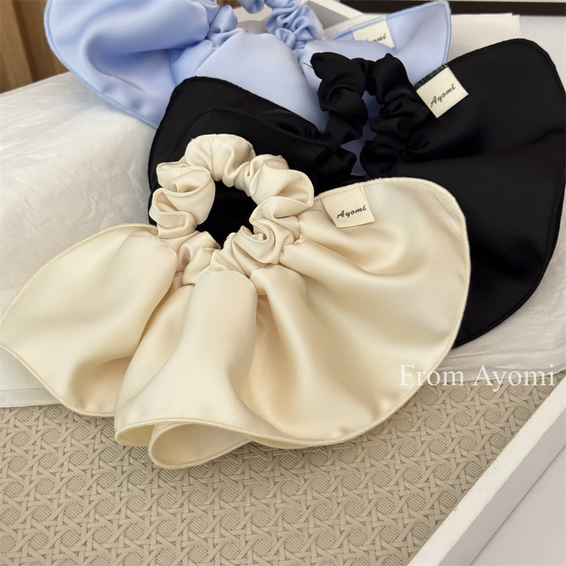 Coletero scrunchie de satén estilo coreano para coleta de pelo_voghion.com