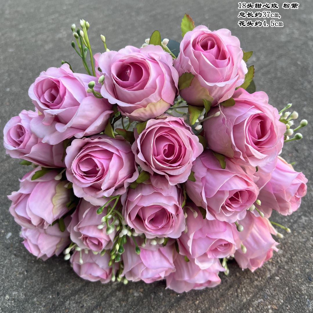 Simulación del Día de San Valentín rosa fabricante 3 sola rama multi-cabeza rosa decoración de la boda flor falsa al por mayor