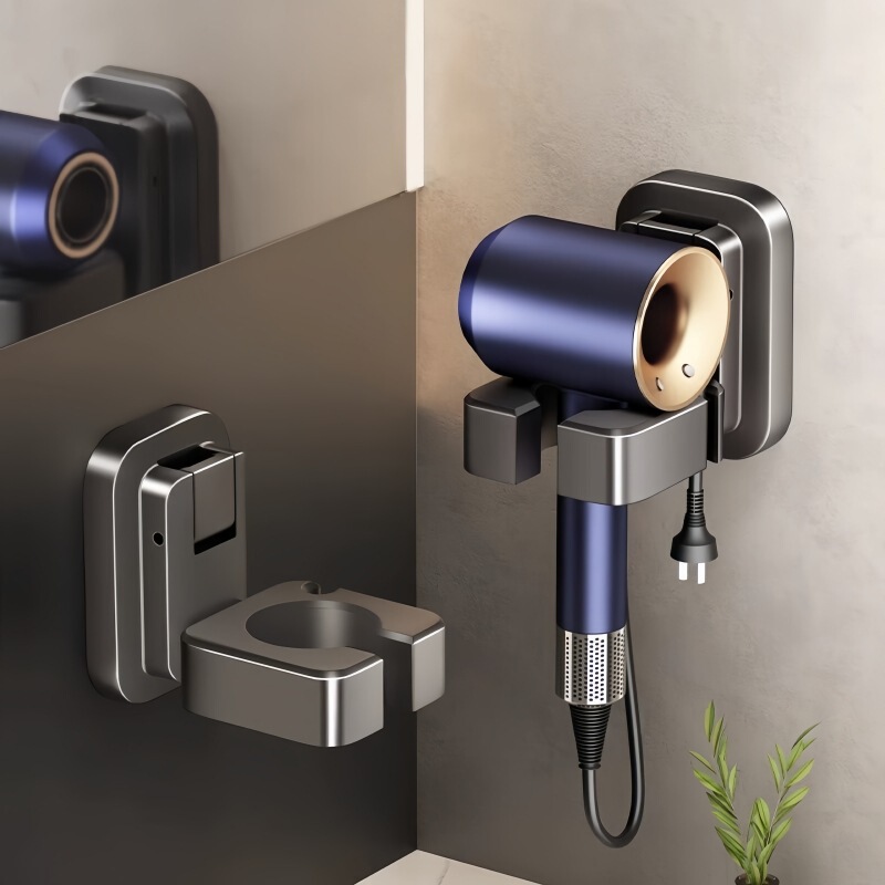 Hair Dryer Storage Rack Suction Cup Punch-Free Wall-Mounted Hair Dryer Rack Bathroom Winding Hair Dryer Storage Artifact