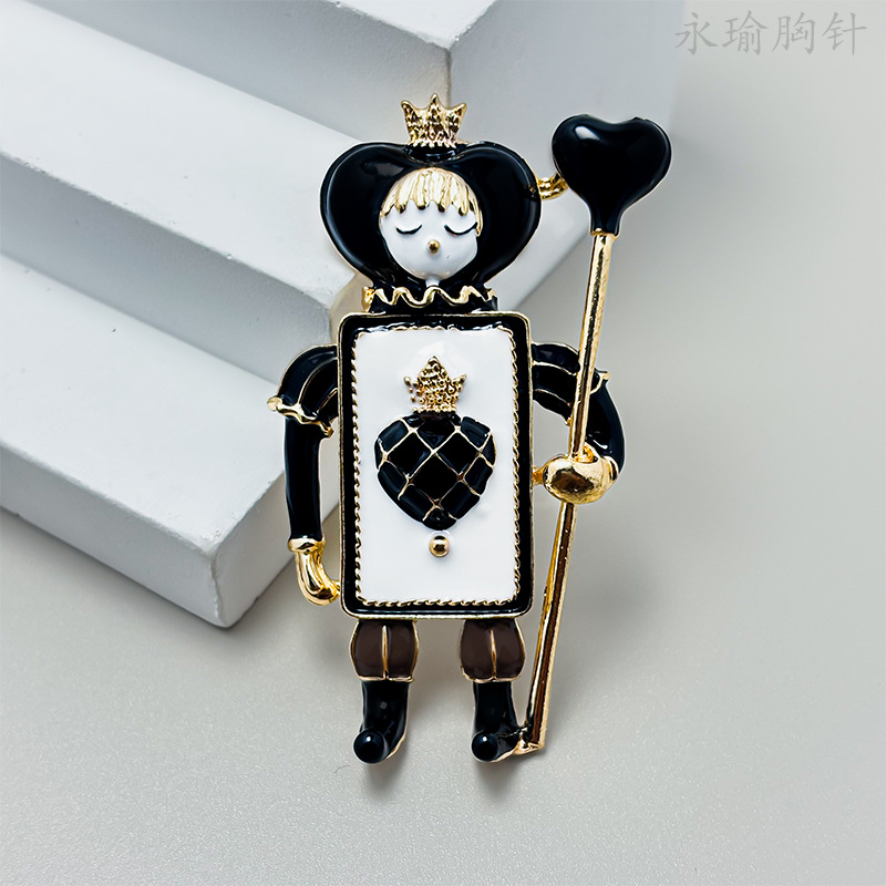 European and American Hot-Selling Retro Alloy Enamel Red and Black Peach Soldier Brooch Fashion Elegant Men's and Women's Clothing Corsage Jewelry