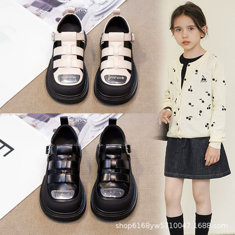 女童凉鞋2025夏季新款儿童外穿镂空罗马鞋中大童女孩软底公主童鞋