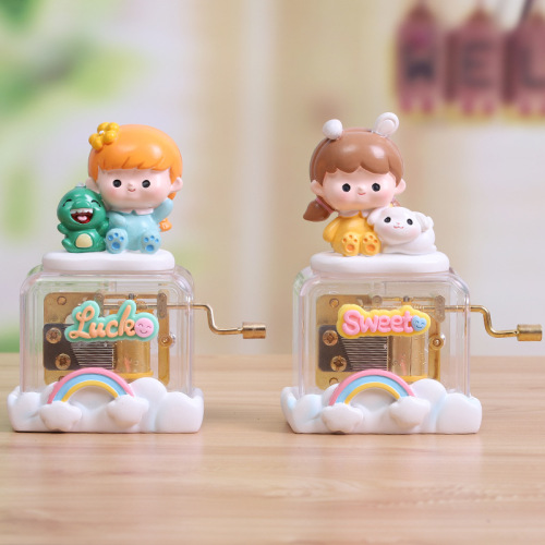 Creative cute girl hand crank series music box cute girl decorative hand-made music birthday gift music box