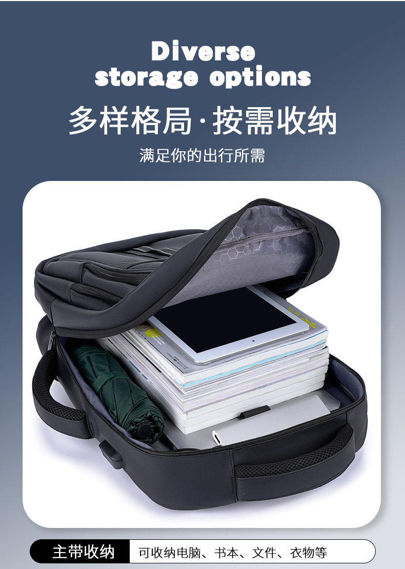 New cross-border large-capacity waterproof backpack, men's high-end 17.3-inch laptop bag, double-shoulder business bag undefined