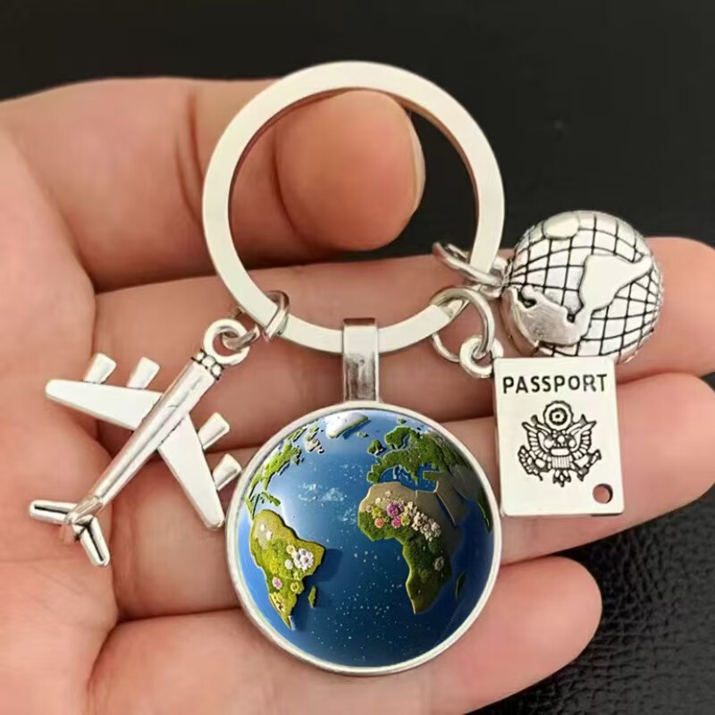 Airplane Accessories Earth Appearance Keychain Peace Bag Car Pendant Pendant Cross-Border Hot Sale Manufacturer Direct
