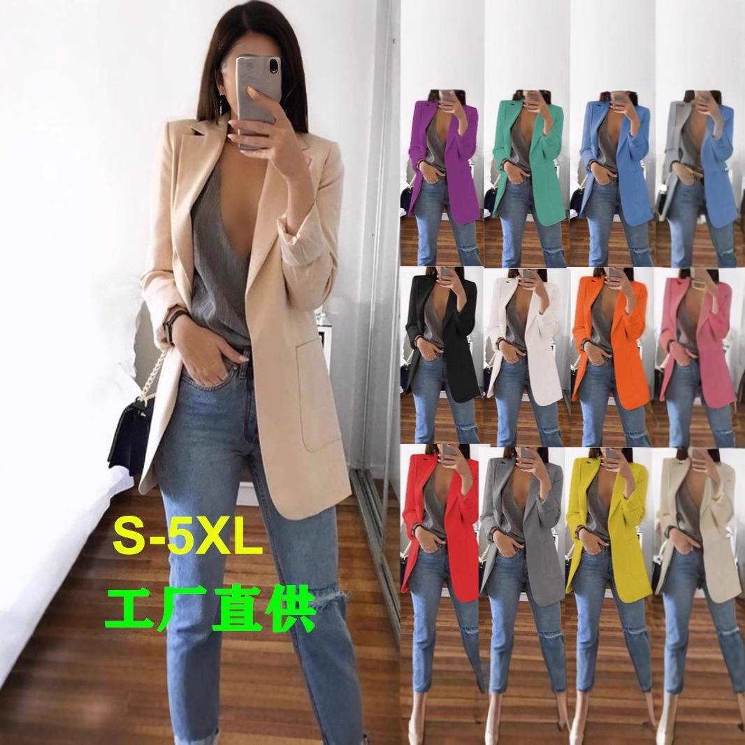 Wish Amazon 2025 European and American Fashion Lapel Slim-Fit Cardigan Elegant Blazer for Women in Chanel Style