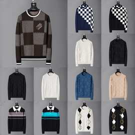 正确版高品质驴家2025秋冬款老花满印提花圆领针织毛衣长袖男女款