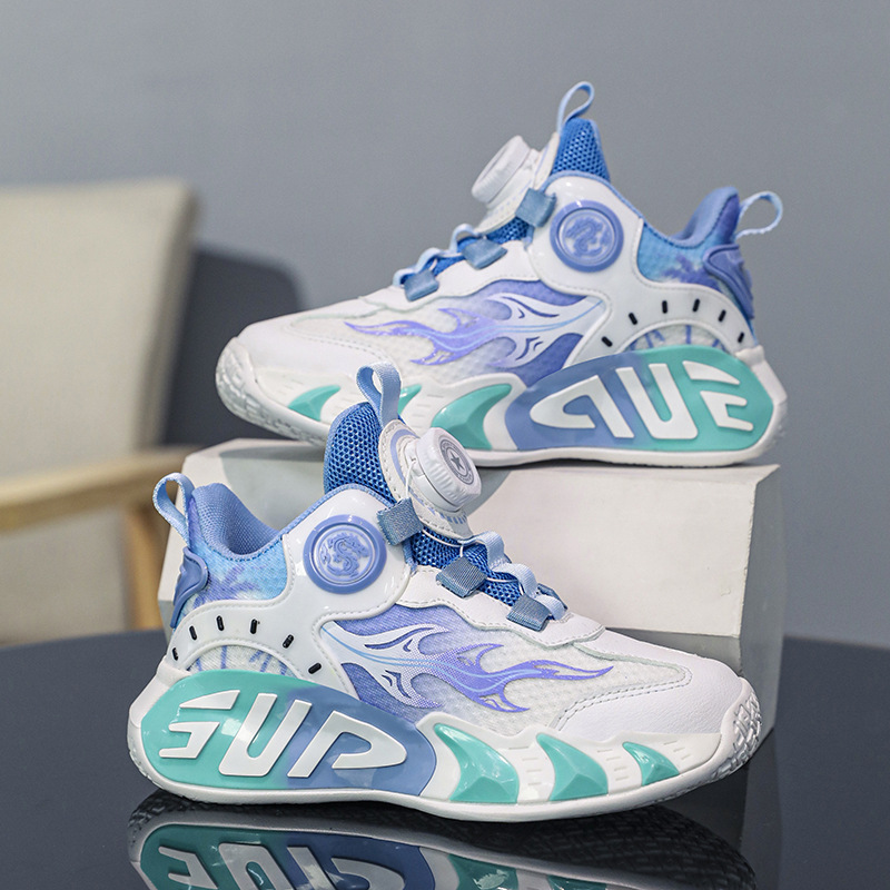 Zapatos de baloncesto para niños botones de fricción sonora primavera y otoño zapatos de entrenamiento de cuero para niños y niñas nuevos zapatos para correr