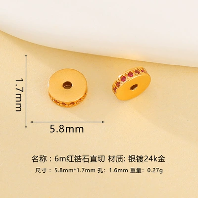 Zərgərlik ara hissələri | Spacer Pads for Jewelry - 6mm-red-cubic-zirconia-faceted-cut