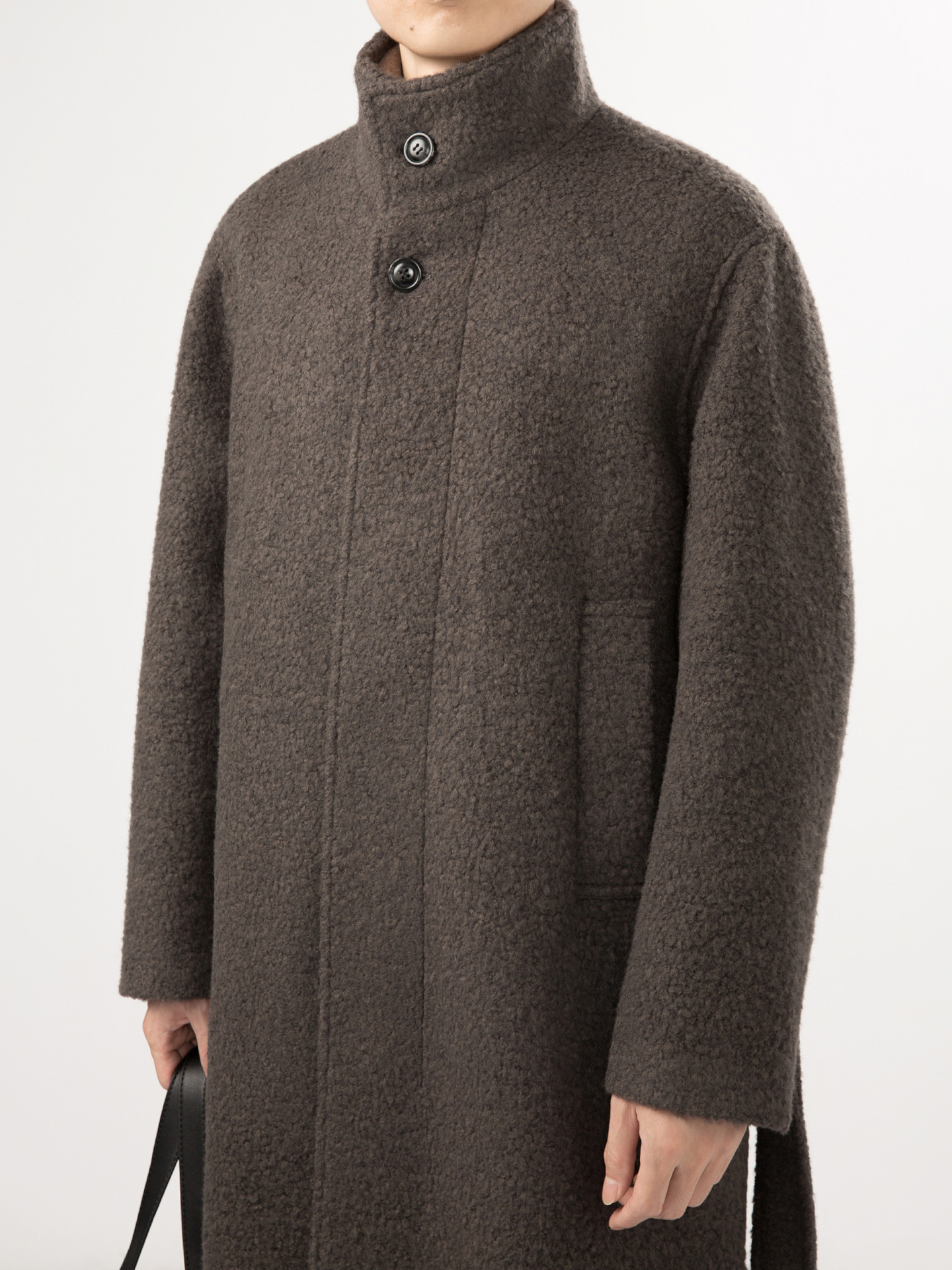 High-End Granular Velvet Light Mature Style Autumn and Winter Woolen Coat, Fashionable Casual Mid-Length Stand Collar Warm Jacket for Men