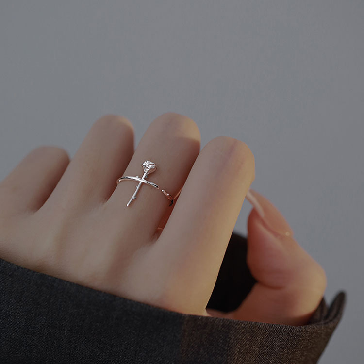 Sunrise 3D rozenbloem ring voor dames, eenvoudig en uniek ontwerp, minimalistische stijl, verstelbare open ring voor de wijsvinger_voghion.com