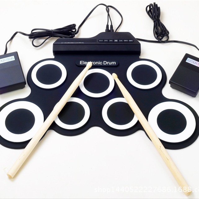 IWord nuoai rollo de mano USB tambor electrónico batería portátil práctica tambor plegable de silicona tambor eléctrico jazz tambor pad image 5